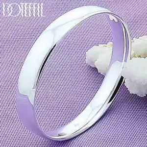 Pulsera DOTEFFIL 925 Plata Esterlina 925 10 mm Suave Sólida Joyería de Boda - Imagen 1 de 6