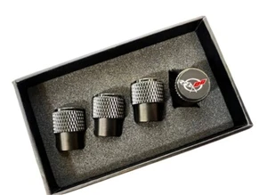 C5 Corvette Metal Valve Stem Caps - Black - Picture 1 of 1