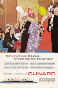 1960 Cunard: Costume Party, Your Cunard Ticket to Europe Vintage Print Ad - Picture 1 of 1