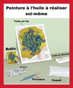 KIT PEINTURE À L’HUILE ART NUMÉRO POSTER TOILE VASE AUX IRIS VAN GOGH LOISIRS - Imagen 1 de 6
