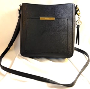 Y2K Vintage Nine West Crossbody Black Leather Bag Purse Handbag - Picture 1 of 11