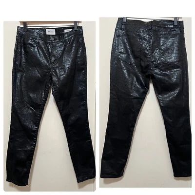 Frame Denim Revolve Black Le High Skinny Noir Croc Faux Crocodile Size 28 - Image 1 of 4