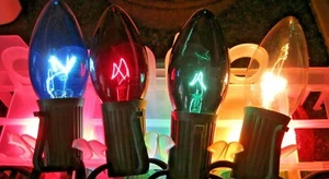 25 INCANDESCENT CHRISTMAS LIGHT BULBS C9 CHOICE BOX RED CLEAR BLUE GREEN HOLIDAY - Picture 1 of 12