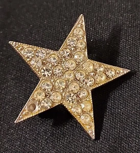 VTG Yves Saint Laurent Star Brooch - Goldtone w/ Clear Stones - 1.25in Length - Picture 1 of 3