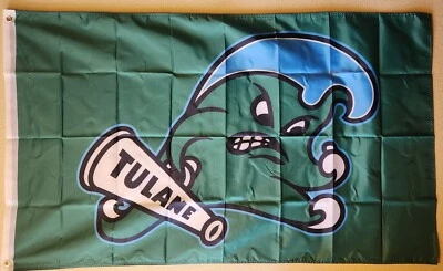 Bandera de fútbol americano Tulane Green Wave NCAA impresión lateral doble 3x5 pies con ojales Foto 1 de 3