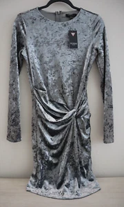 GUESS Women’s Sz S Gunmetal Multi Sophie L/S Velvet Bodycon Sheath Dress $138 - Picture 1 of 14