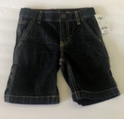 Osh’Kosh B’gosh Darke Blue Denim Carpenter Shorts Size 4 Adjustable Waist New - Image 1 of 4