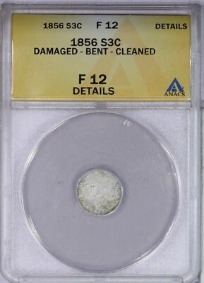 1856 Three Cent Silver 3CS ANACS F12 Details - Image 1 of 4