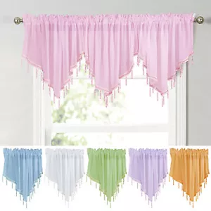 Solid Color Triangle Shape Kitchen Short Curtain Window Valance Drape Home Decor - Picture 1 of 17