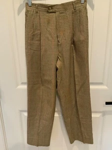 Vintage AMBITIONS Womens P Size 26 Waist Brown Plaid Pleated Front Dress Pants - Picture 1 of 5