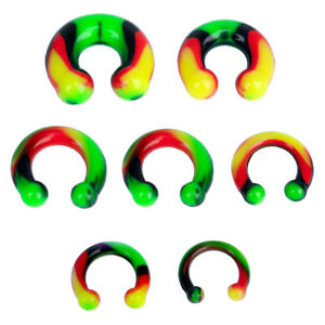 Pair acrylic rainbow  Circular Barbells Horseshoe Lip ring BCR nose ring earring