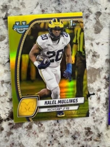 2024 BOWMAN U CHROME YELLOW REFRACTOR 1st RC CARD /75 MICHIGAN KALEL MULLINS 106 - Picture 1 of 1