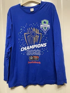 SEATTLE SOUNDERS FC MLS Soccer 2022 CONCACAF CHAMPIONS L/S SHIRT Men's XL Blue - Picture 1 of 5