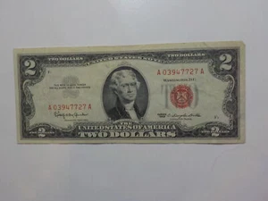 Currency Note 1963 2 Dollar Bill Paper Money Red Seal United States American - Picture 1 of 2