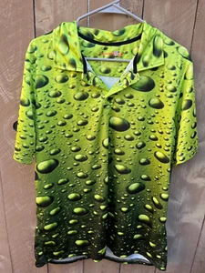 Play Loud Golf Men's Sz L Lime Green Bubbles Graphics Polo Golf Shirt - Picture 1 of 9