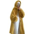 Womens Faux Fur Hooded Furry Thicken Parka Winter Snow Warm Hooded Mid Long Coat