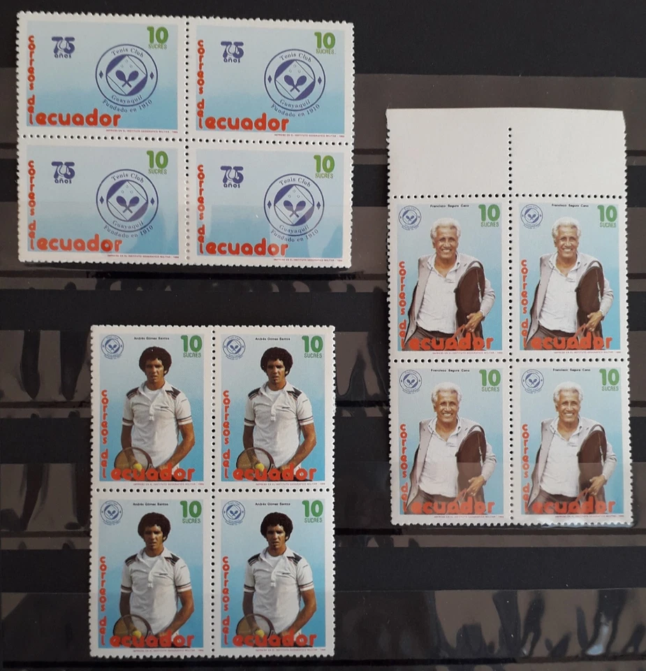 Ecuador 1986 Sc# 1126/28 (Block) Tennis Club Guayaquil - Image 1 of 1