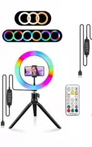 12" LED Selfie Ring Light Photo Video Tripod Studio Camera Phone Multicolour RGB - Picture 1 of 10