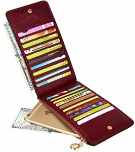 SALE TODAY ONLY ! LEATHER 20 CREDIT CARD ORGANIZER RED NWT & GIFT BOXED - Picture 1 of 4