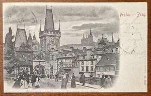Praga (Repubblica Ceca) - cartolina b/n formato piccolo animata, viaggiata 1898 - Imagen 1 de 2