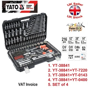 SOCKET SET 1/2 1/4 3/8 RATCHET Yato Professional 216 pcs YT-38841 + VARIOUS SETS - Picture 1 of 6