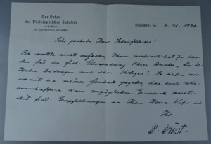 Autograph Walther Wüst deutscher Philosoph und Indologe 1936 (109228) - Picture 1 of 3