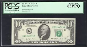FR. 2023-K 1977 $10 FRN FEDERAL RESERVE NOTE DALLAS, TX PCGS UNCIRCULATED-63PPQ - Picture 1 of 2