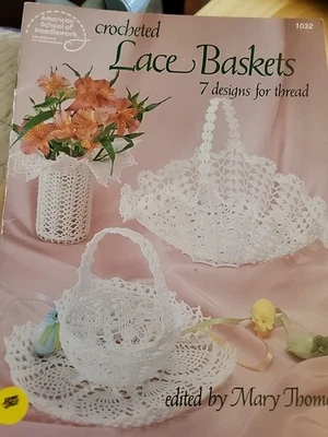 Crocheted LACE BASKETS 7 Designs for Thread American School of Needlework 1984 - Image 1 of 4