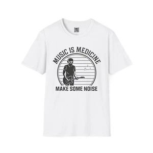 Music Is Medicine Make Some Noise Guitarist Graphic T-Shirt, Unisex Music Tee - Picture 1 of 17