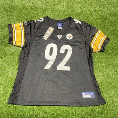 Camiseta James Harrison Pittsburgh Steelers Reebok para mujer XL cosida nueva con etiquetas #92 Foto 1 de 4