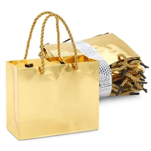 24 Pack Mini Gift Bags with Handles, Reusable Small Metallic Paper Bag 6x5 x2.5" - Picture 1 of 8