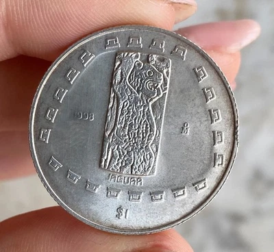MESSICO 1/4 ONCIA OZ 1998 PRECOLOMBIANA GIAGUARO ARGENTO SILVER PURO 999 UNC - Immagine 1 di 4