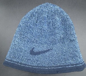 Nike WENDEMÜTZE blau Beanie Wintermütze gestreift Swoosh warm LESEN - Bild 1 von 14