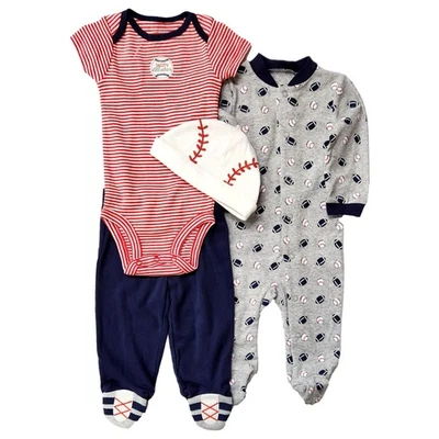 Carters Infantil Niños Béisbol Bebé Trajes Body, Pantalones de Sudadera, Sombrero y Dormir 6M Foto 1 de 2
