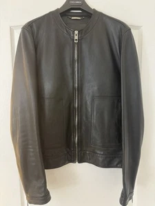 Dolce Gabbana Men Lambskin Black Leather Jacket Size 50 - Picture 1 of 9