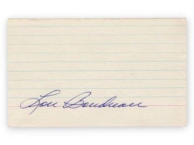 Lou Boudreau Signed Autographed 3X5 Index Card Indians Hall of Famer JSA CF45594 - Image 1 of 2