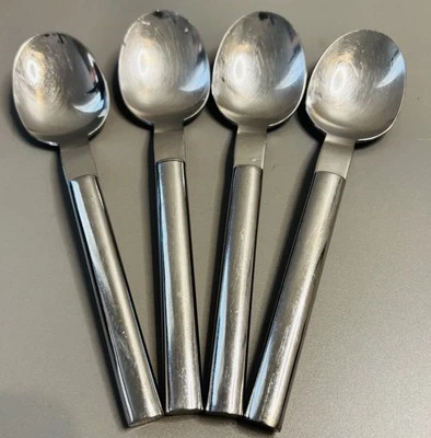 4 Place Oval Soup Spoons Boda Nova OVAL STEEL GLOSSY Stainless Korea 7 1/2" - Image 1 of 2