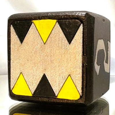 Artful Board Cube - BLACK & YELLOW with Magical Font - Backgammon Doubling Cube - Image 1 of 4