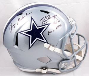 Drew Pearson Roger Staubach Signed Cowboys F/S Speed Helmet-Beckett W Hologram - Picture 1 of 6