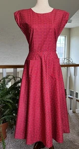 1950s Country Club Frocks Cap Sleeve Cotton Dress Madmen Style Vintage Size 12 - Picture 1 of 8
