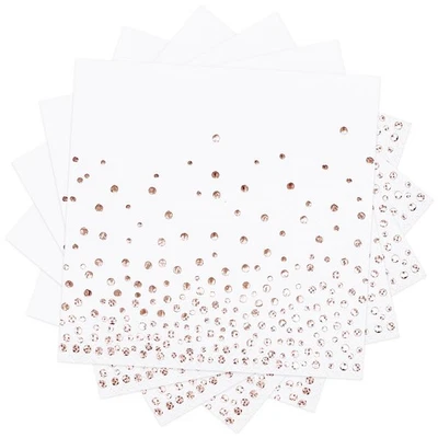 Serviettes de fêtes Blanc Serviette avec feuille d’or rose Lot de 80 Serviett... - Photo 1/4