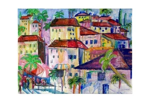 Betsy Drake Fun City I Outdoor Wall Hanging 24x30 - Picture 1 of 1