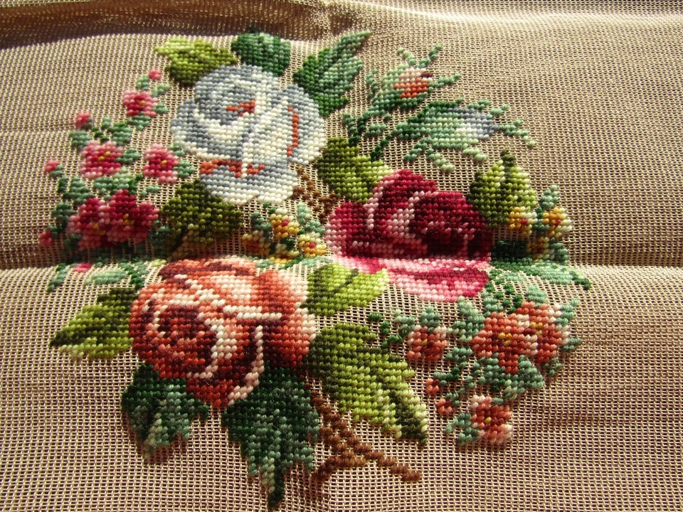Bucilla Needlepoint Flowers Pre-worked 23" Square Canvas Unfinished - Image 1 of 4