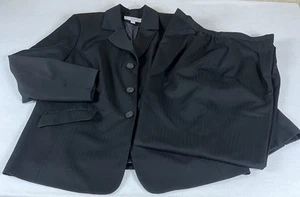 Le Suit Black Lined Pin Stripe Wide Leg Pant Suit Women’s 16W - Picture 1 of 8