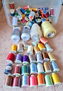SureLock Coats & Clark Thread Spools Spun Polyester Mixed Lot Of 50+ Pc - Picture 1 of 11