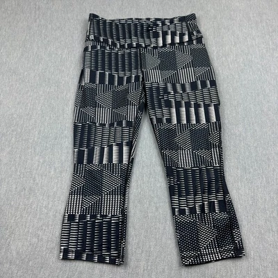 Patagonia Leggings Women Medium Black Timber Stripe Centered Crops 20 1/2 Active - Image 1 of 4