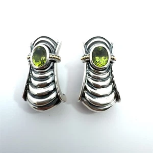 Lagos Caviar Sterling Silver 18k Yellow Gold Peridot Earrings - Picture 1 of 7