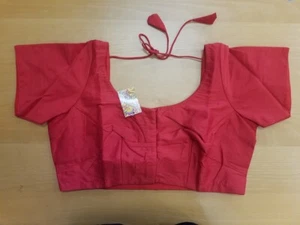 Choli 544 1645 Red Solid Large Plus Size Choli Saree Blouse - Picture 1 of 2