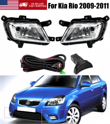 В США! Левый + правый передний противотуманный фонарь с комплектом проводов для Kia Rio 2009-2011 - Изображение 1 из 4
