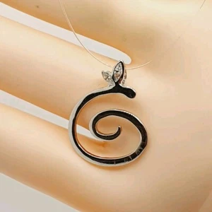 Beautiful Fancy Script Letter G & CZ Marquise Sterling Silver 925 Pendant - Picture 1 of 11